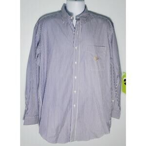 Polo Ralph Lauren Mens Blue White Elliott Dress Shirt Size XL Office Preppy